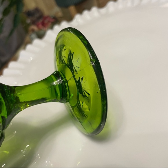 Green LE Smith Moon and Stars Champagne Coupe Sherbet Votive Glass Vintage L.E. - Picture 6 of 10